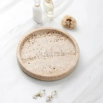 Round Natural Stone Decorative Tray / Vanity Jewelry Tray