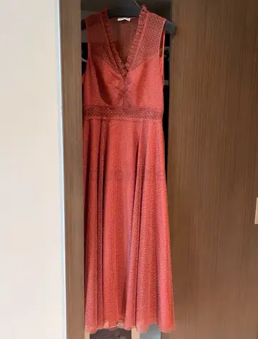 Sandro Long sleeveless rust evening dress, size 38