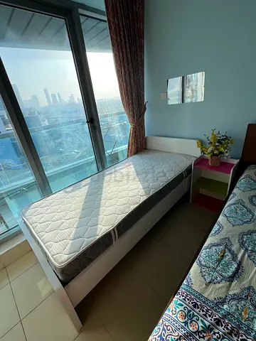 Single Bed White color with Mattress and Side table. Good Condition
