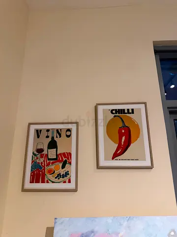 Pair of Framed Vintage-Style Food Prints (Chilli & Vino)