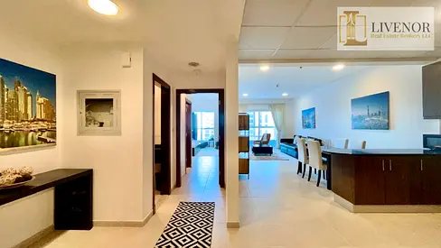 High Floor 1BR | 960 Sq Ft | Furnished | Stunning Sea View | 2 Baths | Balcony