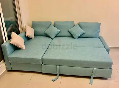 L-Shaped Sofa Bed with Storage - Good Condition
