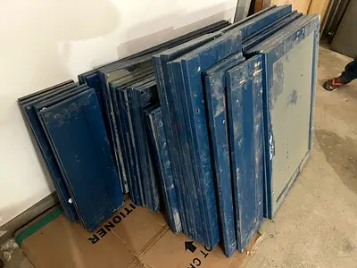 Set of Blue Kitchen Cabinet Doors