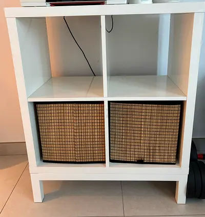 White 4-Cube Storage Shelf ( 2 Woven Baskets not included)