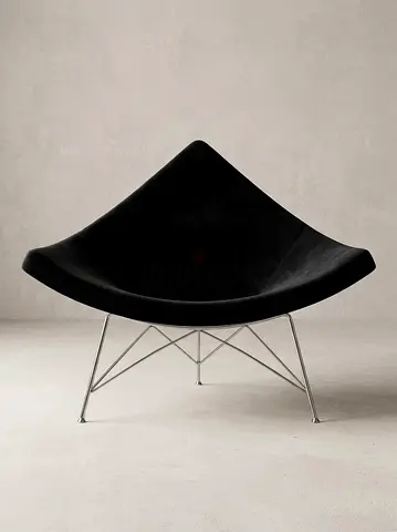 Virta Modern Black Velvet Accent Lounge Chair with Chrome Legs