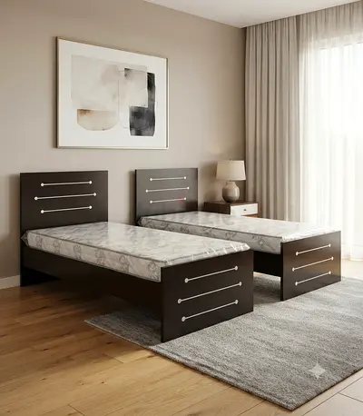MDF Wood Single Bed With Mattress New For Sale