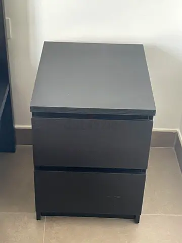 2 x IKEA Black 2-Drawer Nightstand / Bedside Table