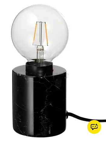 Black Marble Table Lamp with Clear Globe Bulb