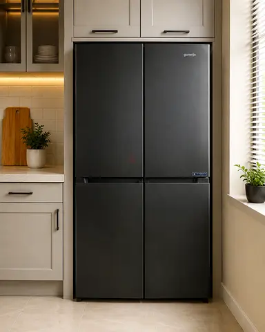 Gorenje 4-Door Matte Black Refrigerator - Good Condition