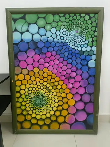 Colourful Abstract Spiral Wall Painting with Frame – AED 45