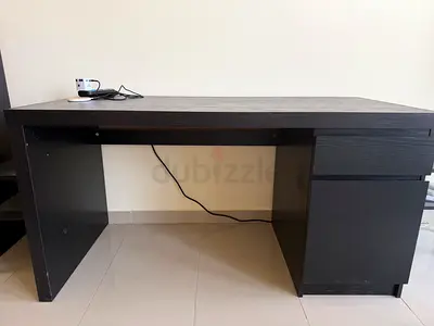 Dark Wood Office Desk with Drawers - Good Condition