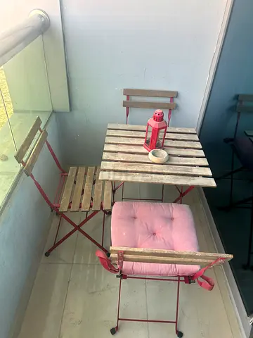 Ikea Wooden Outdoor Folding Table and Chair Set
