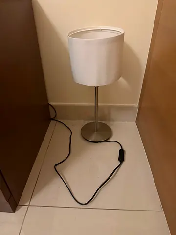 Simple White Bedside Table Lamp with Fabric Shade