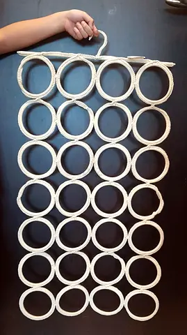 Set of 30 White Rope Curtain Rings / Scarf Organizer (Used)