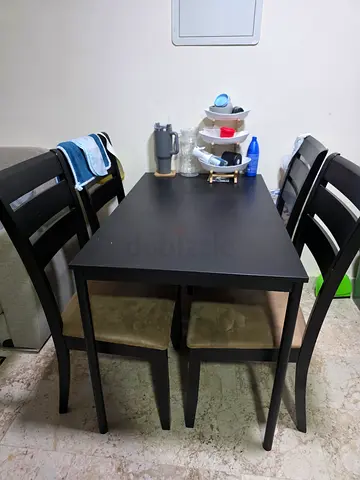 Black Wooden Dining Table with 4 Chairs - Good Condition