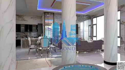 فيلا فاخرة مبنية بشكل خاص، تتكون من طابق أرضي وطابقين علويين وسطح، مع مسبح داخلي ومصعد، تقع بجوار المسجد.