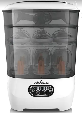 Baby Brezza Electric Steam Sterilizer - 3-Tier Bottle Sterilizer (White)