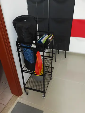 Black 3-Tier Rolling Metal workout equipment Storage Trolley