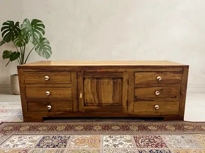 Marina Home Solid Wood Low Sideboard / TV Cabinet with 6 Drawers