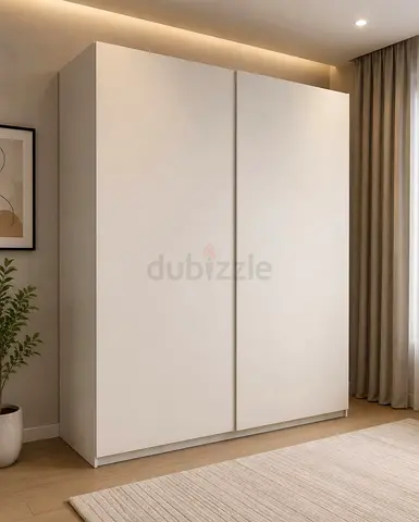 Minimalist White Sliding Door Wardrobe - Good Condition
