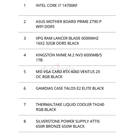 Gaming PC Parts Bundle: Intel i7-14700KF, ASUS Z790, RTX 4060, 32GB DDR5, 1TB NVMe