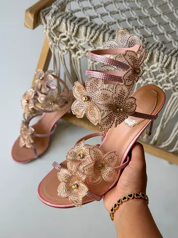 Rene caovilla Pink floral embellished