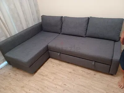 Grey L-shaped Sofa Bed with Storage - Good Condition