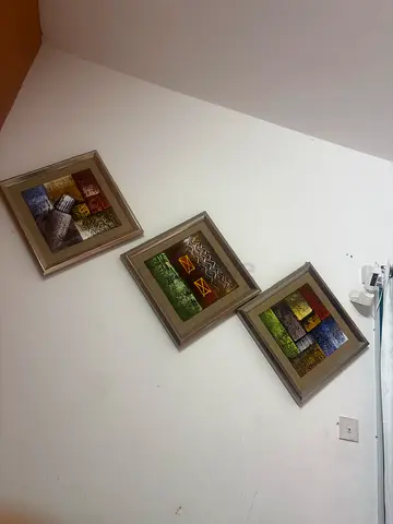 Set of 3 Framed Multicolor Wall Art Panels