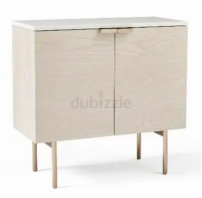 Marble Two-Door Small Cabinet on Metal Legs