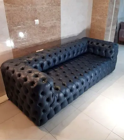 Modern Tufted Chesterfield Style Leather Sofa
