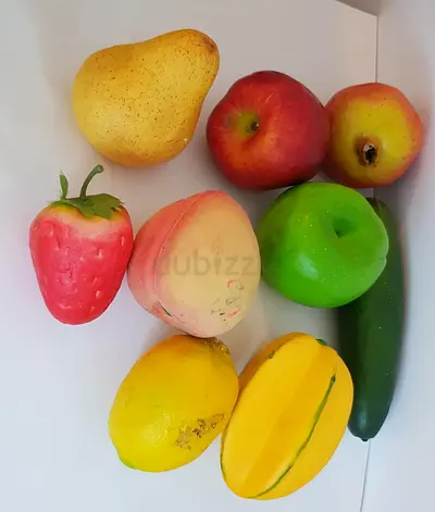 Set of 9 Toy Play Fruits - Apples, Pear, Mango, Lemon, Strawberry, Cucumber (Used)