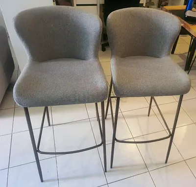 Two Modern Gray Bar Stools