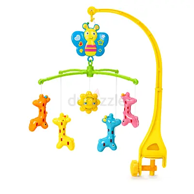 Colorful Hanging Crib Mobile with Giraffe & Sun Toys - Clamp Mount