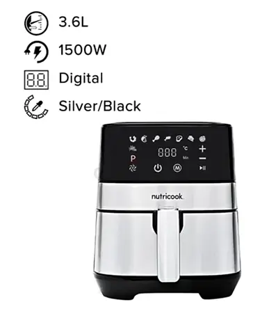 Nutricook 3.6L Digital Air Fryer 1500W - Silver/Black