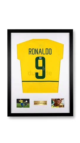 Framed & Signed Ronaldo Phenomenon Nazário Brazil 2002 World Cup Jersey – Authenticated
