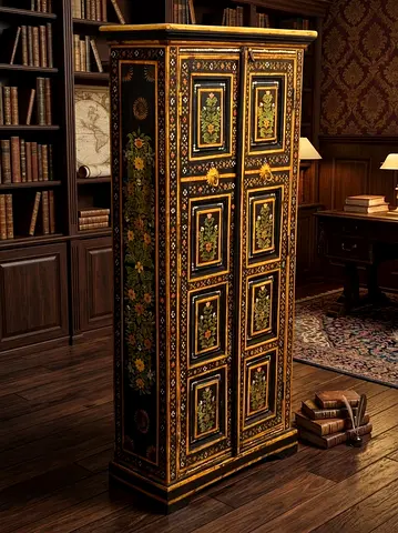 Hand-painted Antique-style Wooden Armoire / Wardrobe