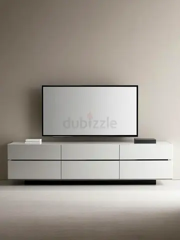 Modern Minimalist White TV Stand Entertainment Center
