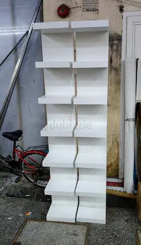 White tall display shelving unit — 10-tier modern bookcase