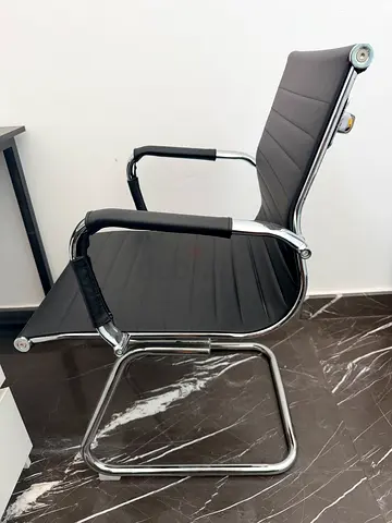 Modern Black Leather Office Chair with Chrome Frame