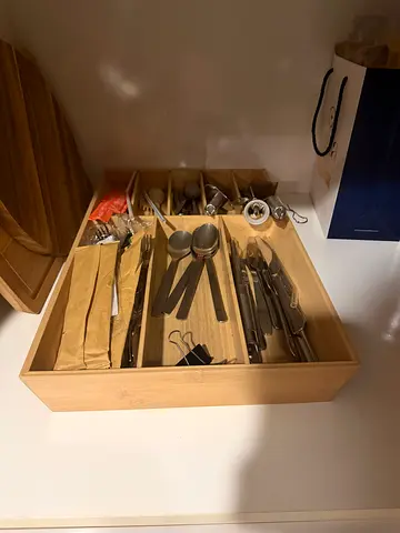 Wooden Cutlery & Utensil Drawer Organizer - Bamboo Finish