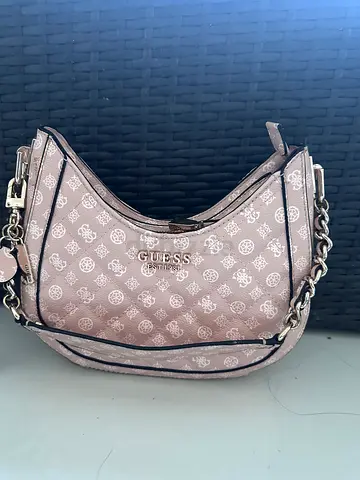 Light pink Guess monogram chain-strap shoulder bag - gently used