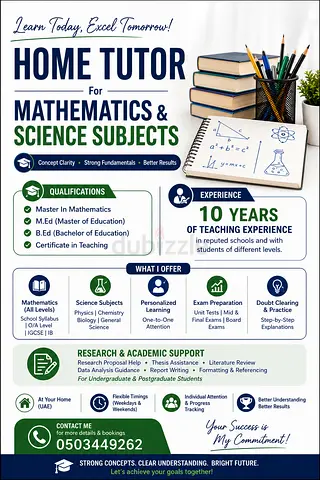 HOME TUTOR  Mathematics • Science • Academic Support