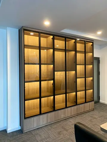 Large Glass-Front Display Cabinet / Bookcase with LED Lighting