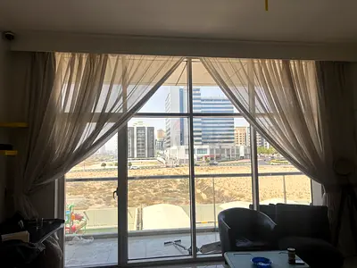 Light ivory 2 sheer curtains with blackout curtain panels - set for large sliding door