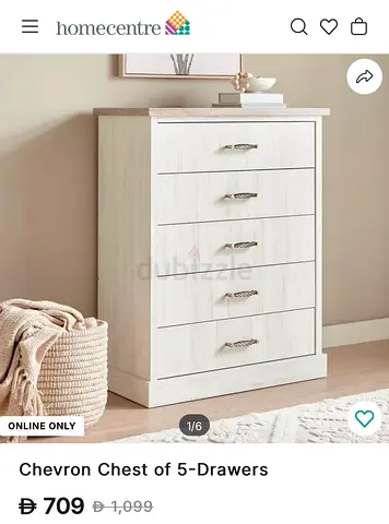 Chevron Chest of 5-Drawers (90x46x115 cm)