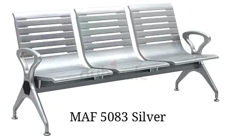 Silver 3-Seater Metal Waiting Room Bench (Model MAF 5083)