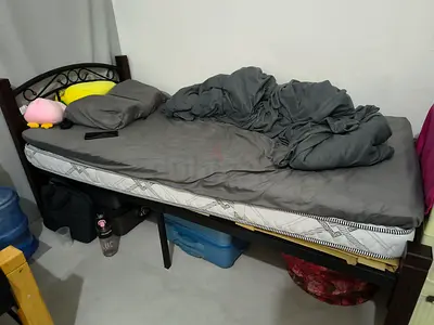Single Bed Frame without Mattress — Used, Solid Metal/Wood Mix