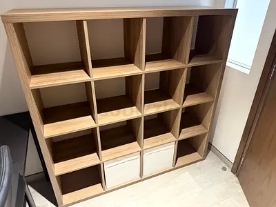 IKEA-style 16-Cube Shelf Unit - Light Wood Finish