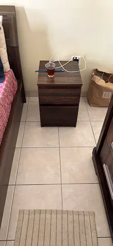 Used dark wood bedside nightstand with two drawers