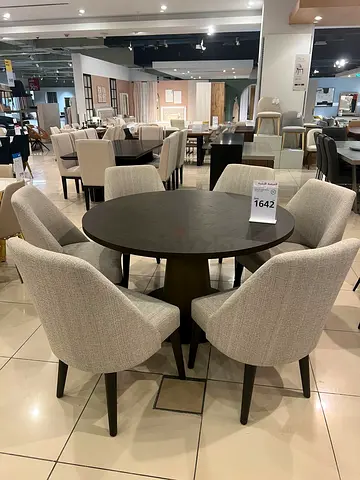 Round 6-Seater Dining Table Dark Wood home centre